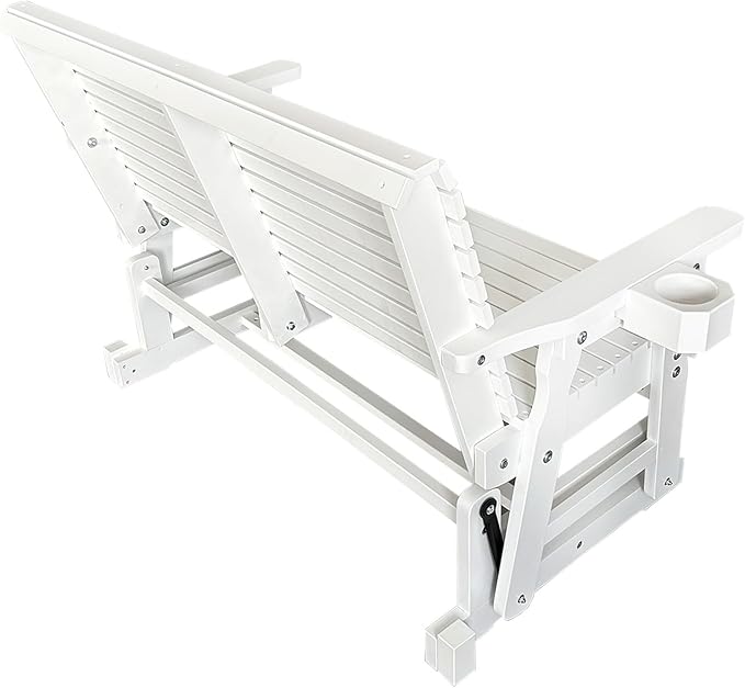 Fortune Candy Patio Glider with Cup Holders, High Roll Back and Deep Contoured Seat,Heavy Duty 800 Lb (White, 2-Seater) - Photo 7