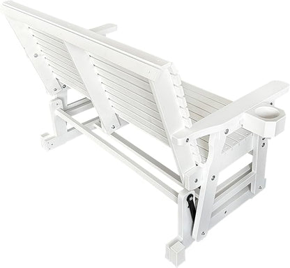 Fortune Candy Patio Glider with Cup Holders, High Roll Back and Deep Contoured Seat,Heavy Duty 800 Lb (White, 2-Seater)
