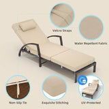 Outdoor Chaise Lounge Set of 2, 5-Position Adjustable PE Wicker Reclining Chairs with Wheels & 3.5" Cushions - Photo 3