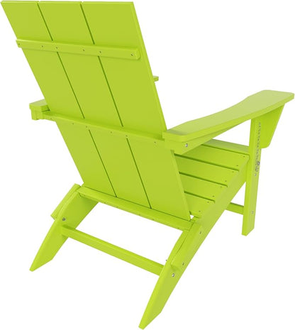 WO Home Furniture HDPE Adirondack Chair Folding Poly Lumber All Weather UV/Fade Resistant Heavy Duty for Patio, Backyard, Balcony, Garden, Lawn (Lime)…
