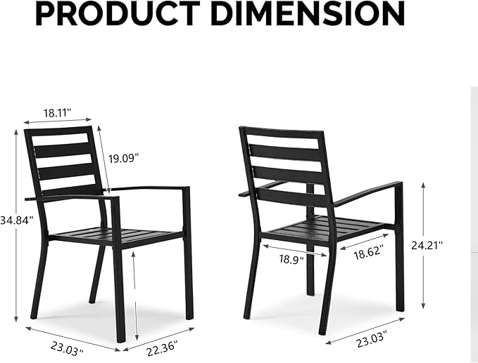VINGLI Outdoor Dining Chairs Set of 4, Metal Frame Patio Chairs with Armrests - Photo 3