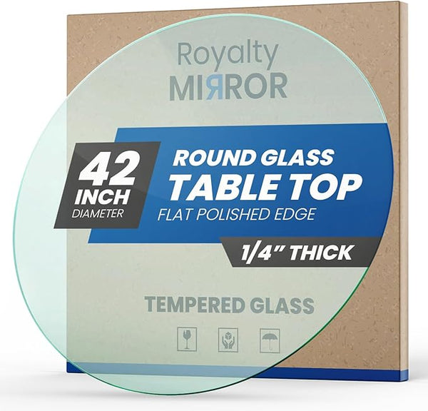 Royalty 42" Inch Round Tempered Glass Table Top – Clear Table Top Glass – Useful for Replacement, Tabletop Protector - Photo 1