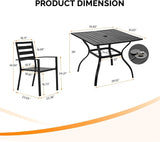 VINGLI 5-Piece Outdoor Dining Set, Metal Patio Dining Set for 4 - Photo 3