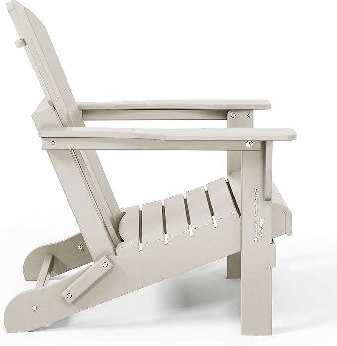 WO WESTIN OUTDOOR HDPE Laguna Outdoor Folding Poly Adirondack Chair (Set of 2), Sand
