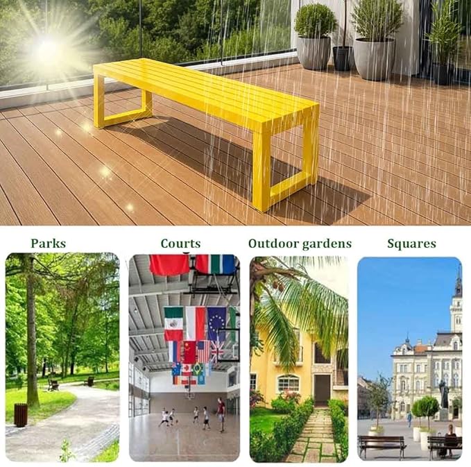 Patio Benches for Outdoors Metal Garden Bench 39" 47" 59" 71" Porch Furniture 2-4 Seating Without Backrest Weatherproof for Park Lawn Garden Yard Tennis Court Seater Chair(White,4.9ft)