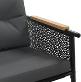 116 cm Black Patio Outdoor Sofa Bench with Anthracite Cushions, Modern Steel Frame - Photo 8