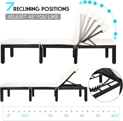 Tangkula Patio Wicker Lounge Chair, Outdoor Rattan Adjustable Reclining Backrest Lounger Chairs, Modern Outside Rattan Chaise with Seating and Back Cushion