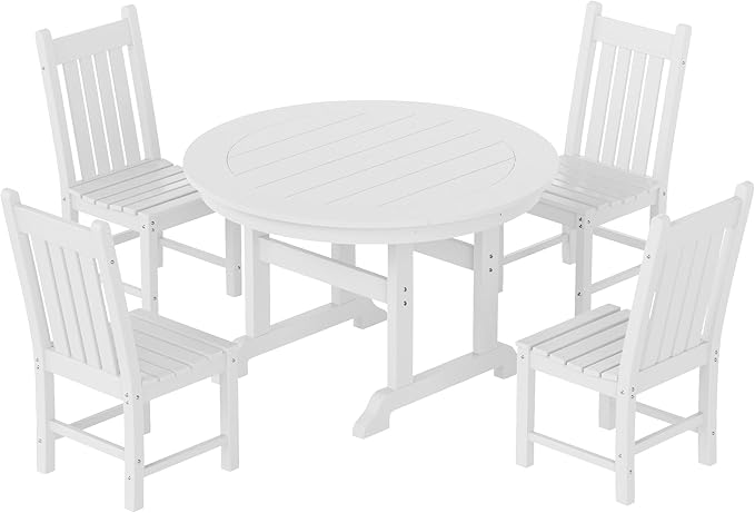 Costaelm Armless Outdoor Chair, Patio Adirondack Chair, HDPE Poly Lumber Waterproof Restaurant Bistro Kitchen Dining Chair for Outside Porch Backyard Garden, White