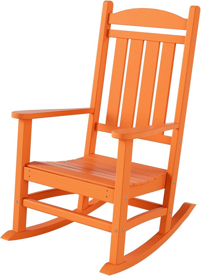 WestinTrends Malibu Malibu Outdoor Patio Poly Classic Porch Rocking Chair (Set of 4), Orange