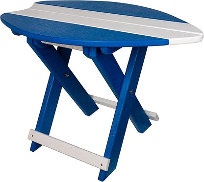 Amish-Made Surfboard Shaped Blue Poly Folding Side Table