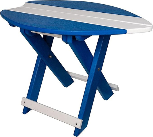 Amish-Made Surfboard Shaped Blue Poly Folding Side Table