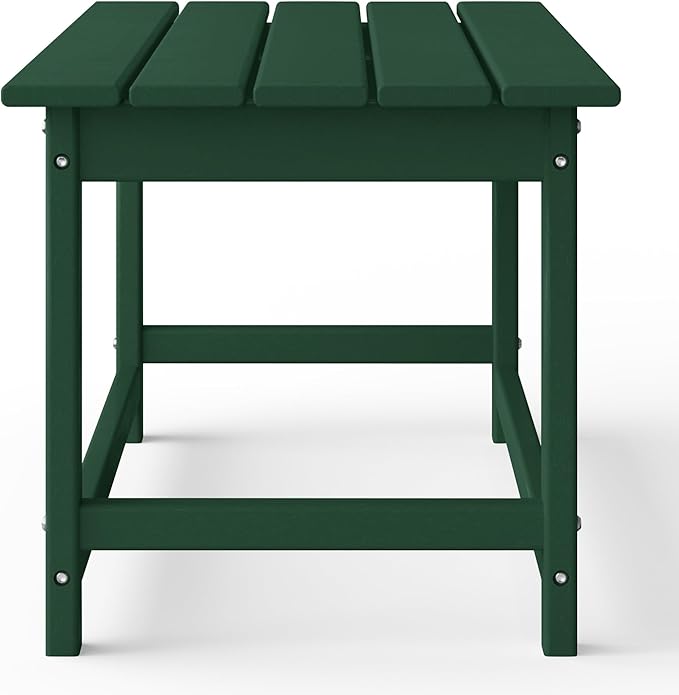 WestinTrends Malibu Outdoor Coffee Table, 35" x 17.5" All Weather Poly Lumber Patio Adirondack Coffee Table for Garden Lawn Porch Balcony, Dark Green
