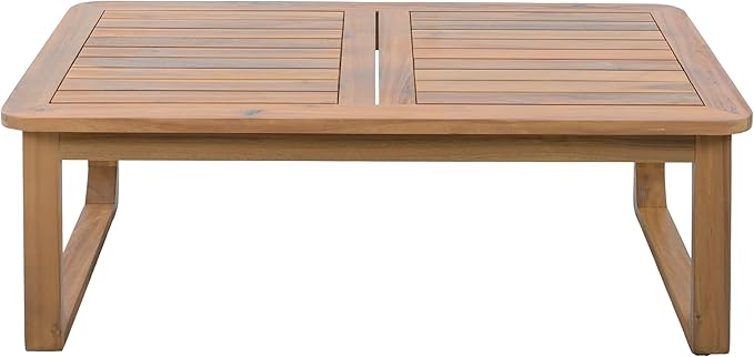 Merax Acacia Wood Outdoor Patio Furniture Set, 3-Seats Outdoor Daybed Sofa with Rectangular Coffee Table - Photo 4