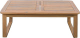 Merax Acacia Wood Outdoor Patio Furniture Set, 3-Seats Outdoor Daybed Sofa with Rectangular Coffee Table - Photo 4