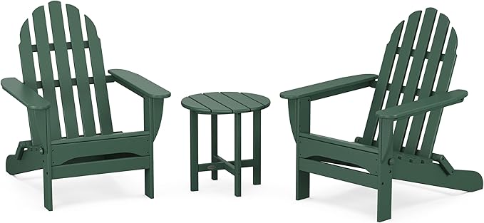 POLYWOOD PWS214-1-GR Classic Adirondack Chair Seating Set in Green
