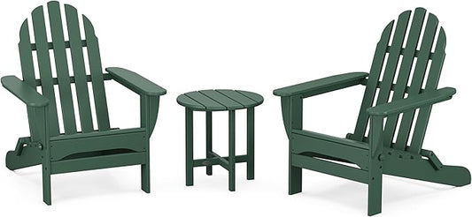 POLYWOOD PWS214-1-GR Classic Adirondack Chair Seating Set in Green