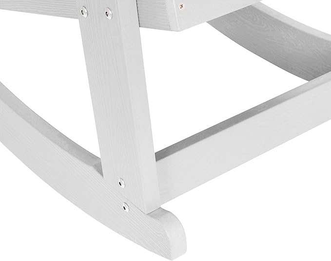 Flash Furniture Savannah Poly Resin Wood Adirondack Rocking Chair - All Weather White Polystyrene - Stainless Steel Hardware