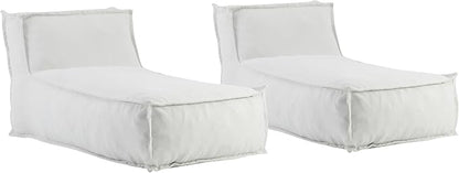Christopher Knight Home Natty Outdoor Bean Bag Chair Set of 2, Fabric Bean Bag Chair for Adults and Kids, Indoor/Outdoor Sun Lounger, Patio Lounge Chair Set of 2, Light Gray