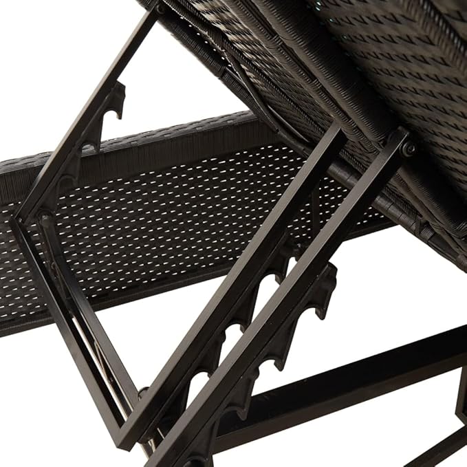 Outdoor Double Chaise Lounge with Turquoise Cushions, 4-Position Adjustable PE Rattan Backrest - Photo 8