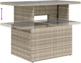 Light Gray Adjustable Outdoor Dining Table, 21.7x39.4x28.7 in Poly Rattan Patio Coffee Table for Garden Balcony Terrace - Photo 8