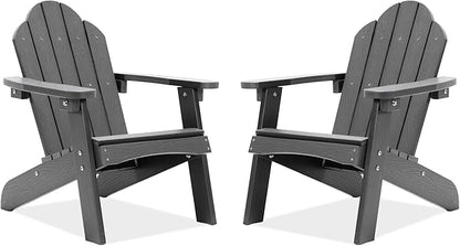 LUE BONA Kids Adirondack Chair Set of 2, Gray Poly Lumber Plastic Adirondack Chair, Toddler Adirondack Chair Weather Resistant, Kids Outdoor Patio Adirondack Lounge Chair for Balcony, Backyard