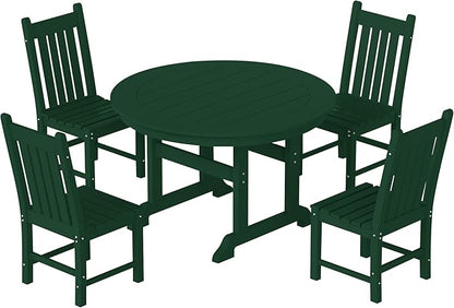 Costaelm Armless Outdoor Chair, Patio Adirondack Chair, HDPE Poly Lumber Waterproof Restaurant Bistro Kitchen Dining Chair for Outside Porch Backyard Garden, Dark Green