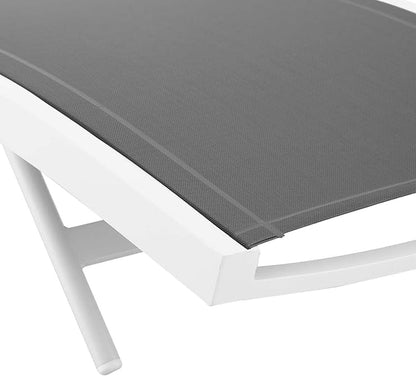 Modway Glimpse Outdoor Patio Mesh Chaise Lounge Set of 2 in White Gray