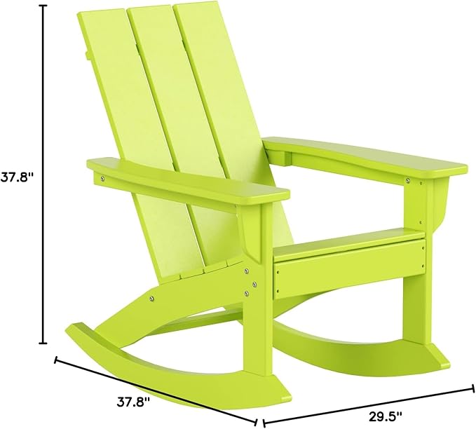 WO WESTIN OUTDOOR HDPE Shoreside Modern Rocking Poly Adirondack Chair (Set of 2),Lime