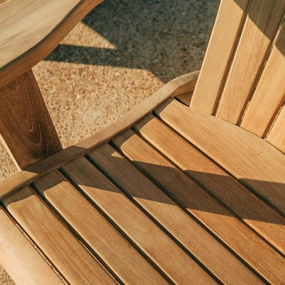 TITAN GREAT OUTDOORS Ash & Ember Savannah Grade A Teak Adirondack Chair, Weather Resistant Patio Lounge with Gently Curved Seat and Back, for Deck, Porch, or Backyard, Indoor Outdoor Use