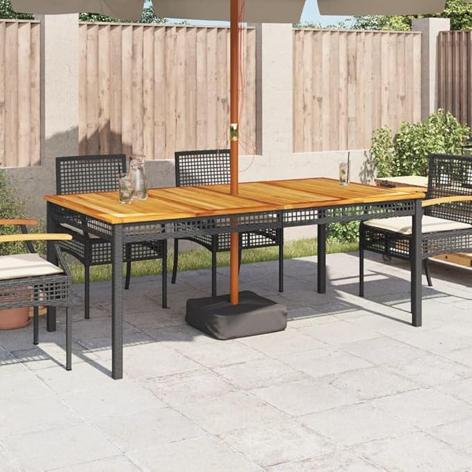 Outdoor Dining Table, 71 Inch Rectangular Patio Table with Synthetic Poly Rattan and Sturdy Frame - Photo 4
