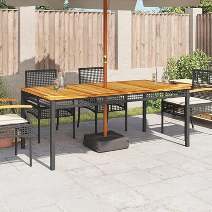 Outdoor Dining Table, 71 Inch Rectangular Patio Table with Synthetic Poly Rattan and Sturdy Frame, Large Garden Table for 6 People, Black