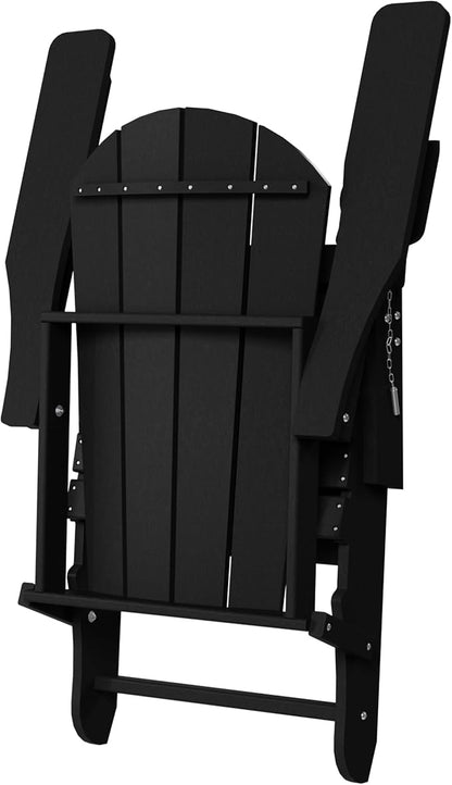 WestinTrends Malibu Folding Adjustable Adirondack Chair with Retractable Ottoman and Cup Holder (Set of 2), Black