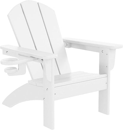 WestinTrends Malibu 3-Piece Kids HDPE Adirondack Chairs Set with Square Side Table and Cup Holders, White