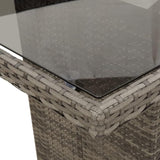 vidaXL Patio Dining Table - Gray Poly Rattan & Tempered Glass - Outdoor Garden/Lawn Furniture for Patio/Deck - Photo 6