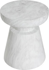 Outdoor Side Table Round Concrete End Table Faux Stone Side Tables Travertine Small Coffee Tables for Indoor Outdoor - Photo 6