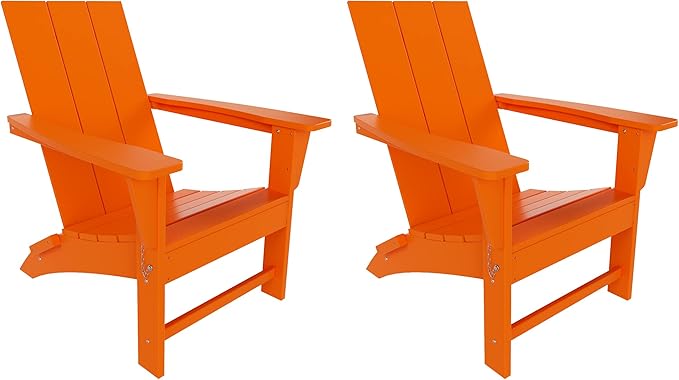 WestinTrends Ashore Modern Outdoor Folding Adirondack Chair (Set of 2), Orange