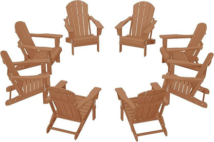 WestinTrends Malibu Malibu Outdoor Folding Poly Adirondack Chair (Set of 8), Teak