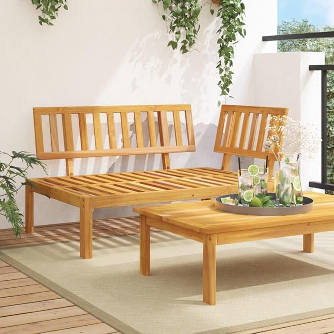 vidaXL Patio Pallet Corner Sofa Bench - Outdoor Garden Furniture - Solid Wood Acacia 52.4"x36.2"x27.2" - Brown