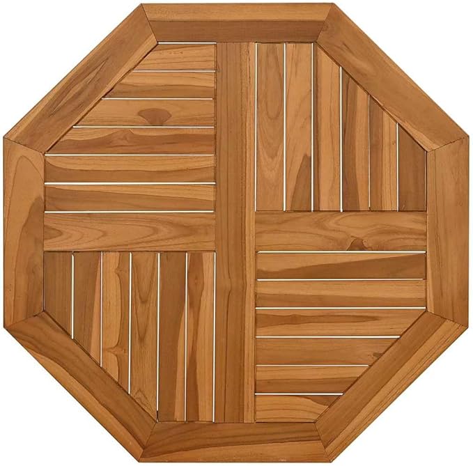Octagonal Solid Teak Wood Table Top 27.6 x 27.6 Inch - Photo 3