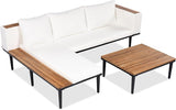 Modern Acacia Wood Patio Furniture Set with Removable Cushions, Coffee Table and Side Table - Photo 8