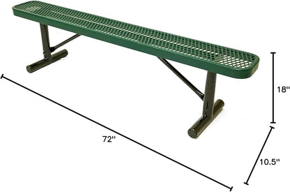 COATEDOUTDOORFURNITURE Heavy-Duty Portable Outdoor Bench Thermoplastic Coated, Expanded Metal, Commercial-Grade Seating, Made in America (Portable Without Back, 6 Ft, Textured Green)