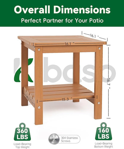 Adirondack Outdoor Side Table & Adjustable Adirondack Chair for Patio, Pool, Porch, Garden, Lawn, and Living Room-Black-Rustic Teak (Rustic Teak, 2 Packs)