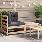 Solid Pine Wood Patio Sectional Sofa with Cushions & Footstool - Photo 1
