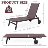 EROMMY Patio Chaise Lounge Chair Set of 2 with Wheels, Outdoor Lounge Chairs with Adjustable Backrest - Photo 2