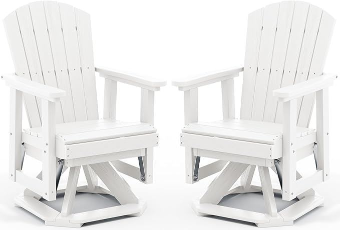 SERWALL Adirondack Swivel Glider Chair, HDPE Patio Glider Set of 2, All-Weather Glider Chair for Porch, Balcony - Photo 1
