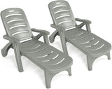 Giantex Patio Chaise Lounge Recliner on Wheels, Folding Deck Chair with Armrests, 5 Adjustable Positions for Poolside - Photo 1
