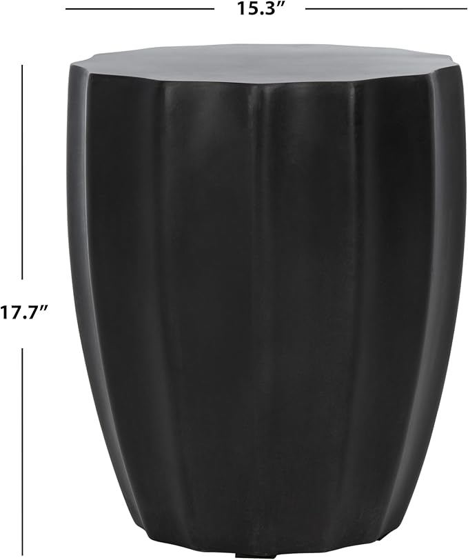 Safavieh Outdoor Jaslyn Black Modern Concrete Round Accent Table
