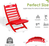 GREENVINES Folding Wave Chairs Set of 2 | Xavier | Portable Adirondack Chair | HDPE | All Weather | Red - Photo 2