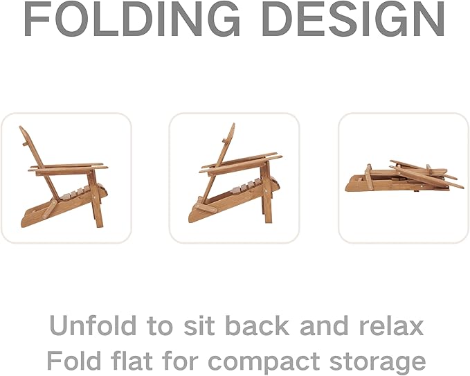 Premium Hemlock Wood Folding Adirondack Chairs (Set of 2) – Pre-Assembled Backrest, Water-Based Finish - Photo 3