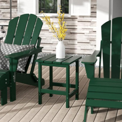Costaelm Square Outdoor Side Tables, Adirondack Patio Tables for Outside, HDPE Patio End Table Weather Resistant, Balcony Table for Pool, Seaside, Backyard, Porch, Indoor Companion, Dark Green